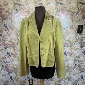 90s leather jacket with rose detail